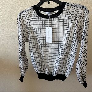Lucy Paris light weight black n white cheetah sweater